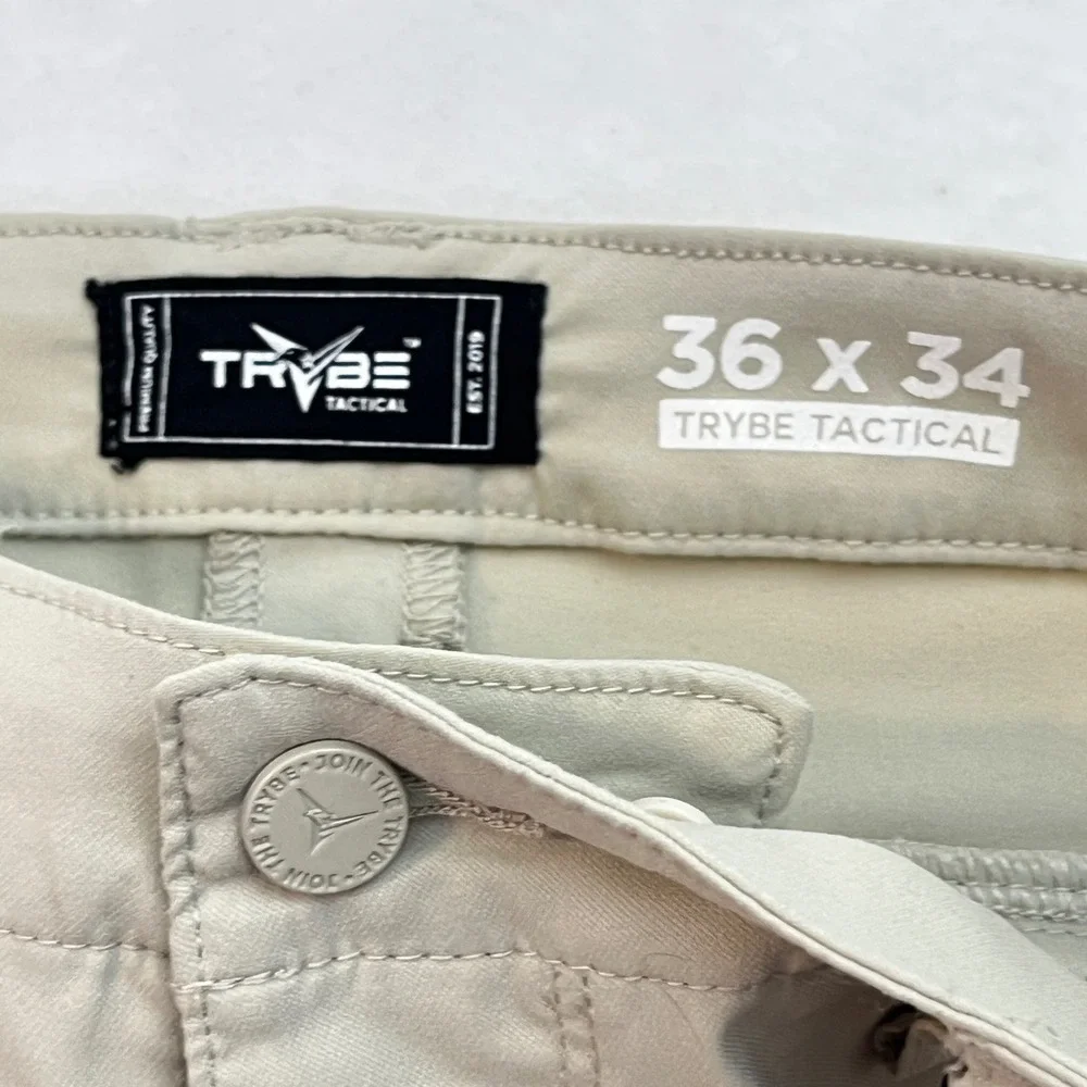 TRYBE Tactical Cargo‎ Pants Mens 36x34 Tan Stretch EDC Pockets Outdoor Utility
